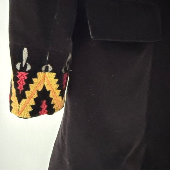 Vintage Black Cotton Velvet Blazer with Embroidered Back & Sleeves - Picture 5 of 9